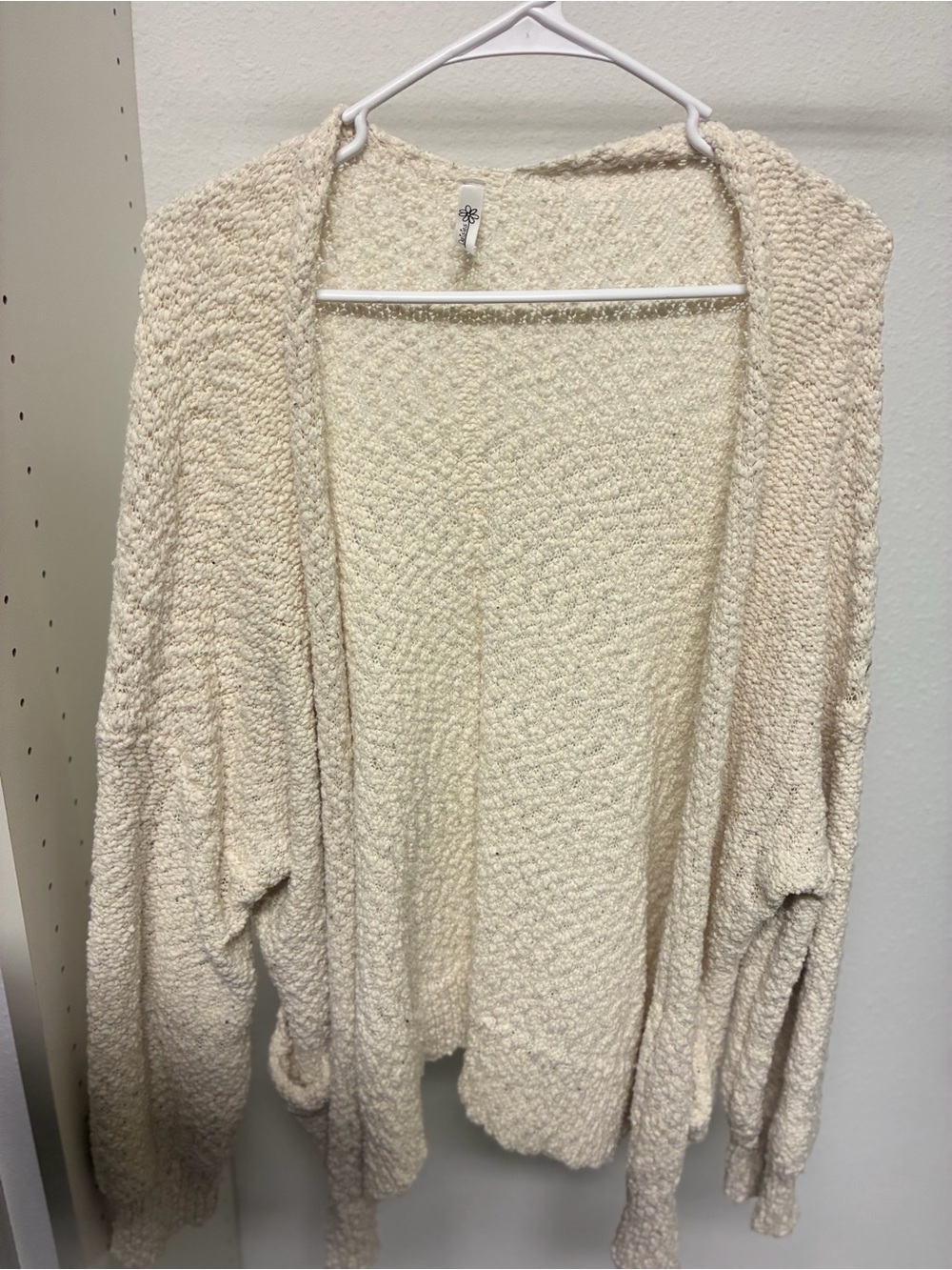 Daisys Boutique Cream Open-Front Textured Cardigan